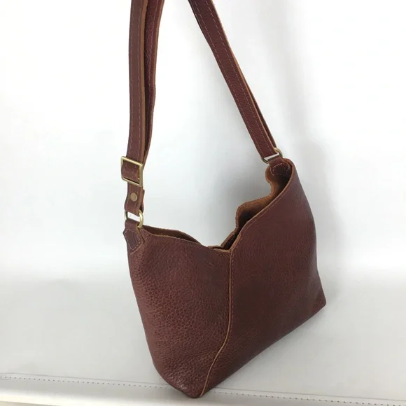 Portland Leather Goods Naomi Shoulder Bag Nutmeg Brown Pebbled Leather Crossbody